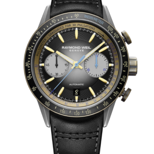 Raymond Weil Freelancer Men's Automatic Chronograph Bi-compax Bronze and Titanium Leather Watch, 43.5 mm