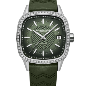Raymond Weil Freelancer Ladies Automatic Green Dial Leather Watch, 34.5 x 34.5 mm