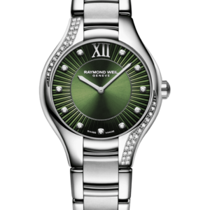 Raymond Weil Noemia Ladies Quartz Green Dial 47 Diamonds Watch, 32mm