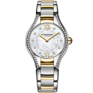 Raymond Weil Noemia Ladies Quartz 62 Diamond Watch, 24mm stainless steel, white mother-of-pearl dial, 62 diamonds