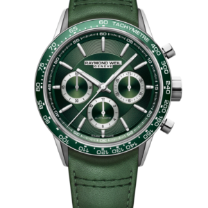 Raymond Weil Freelancer Men's Automatic Chronograph Green Leather Watch, 43.5mm
