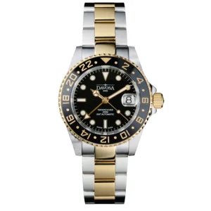 Davosa Ternos Ceramic GMT 161.591.50.w Two-Tone Steel & Gold GMT Dive Watch 200M – Swiss Automatic
