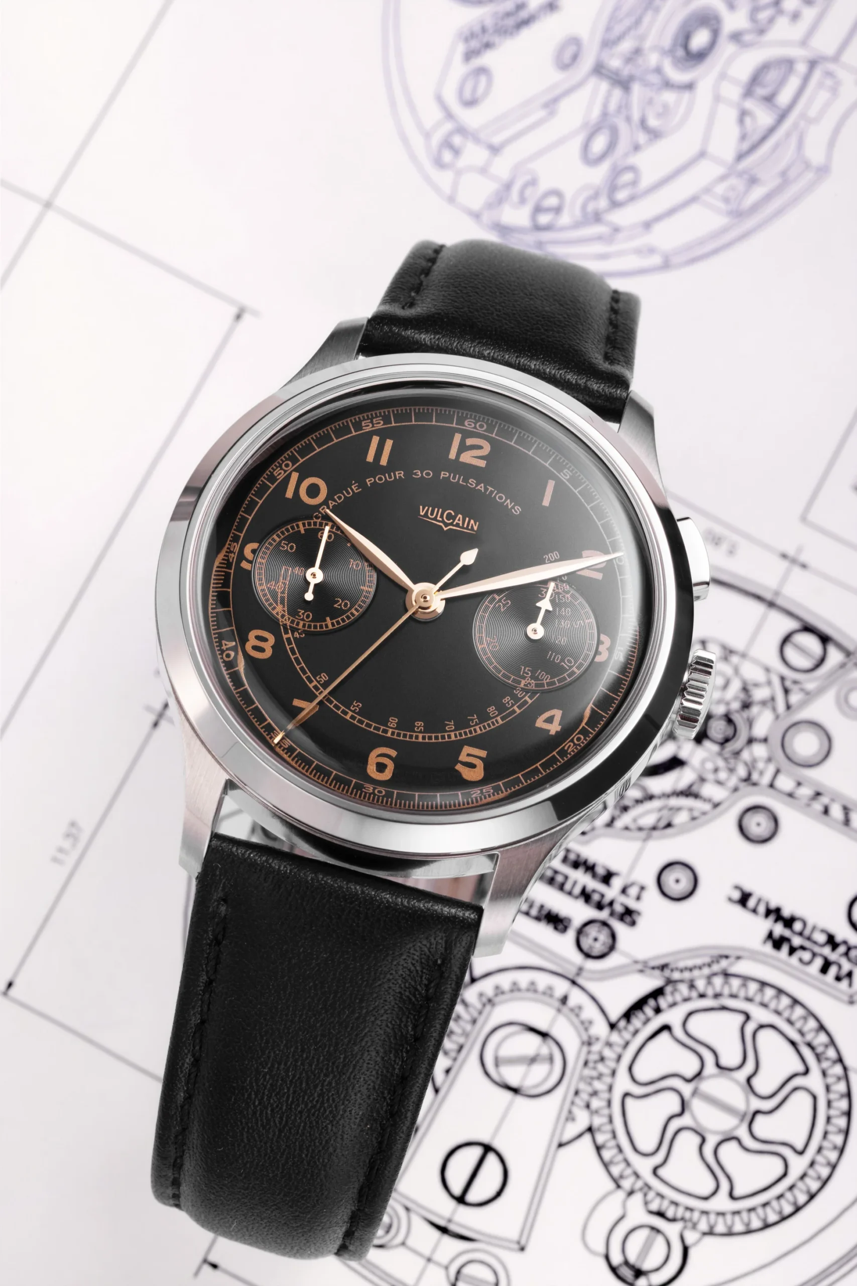 Vulcain Monopusher Heritage Black – Swiss Hand-Wound Chronograph 39mm - Image 2