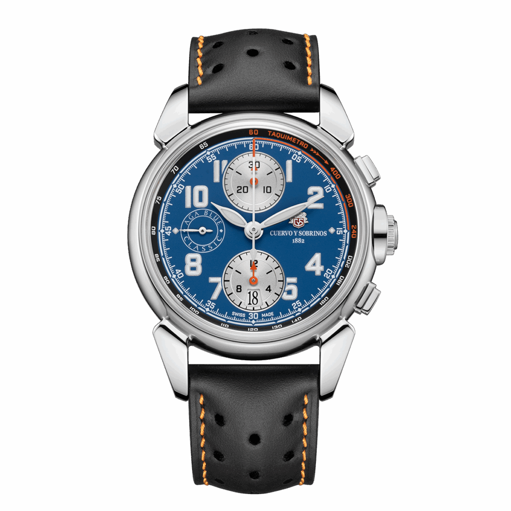 Cuervo y Sobrinos Chronograph Aga Blue Classic 3141.1AB | Cuban Racing Soul