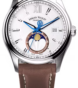 Armand Nicolet M02 Moonphase Ref. A740L-AG-P140MR2 Swiss Automatic Moonphase Watch – 41 mm