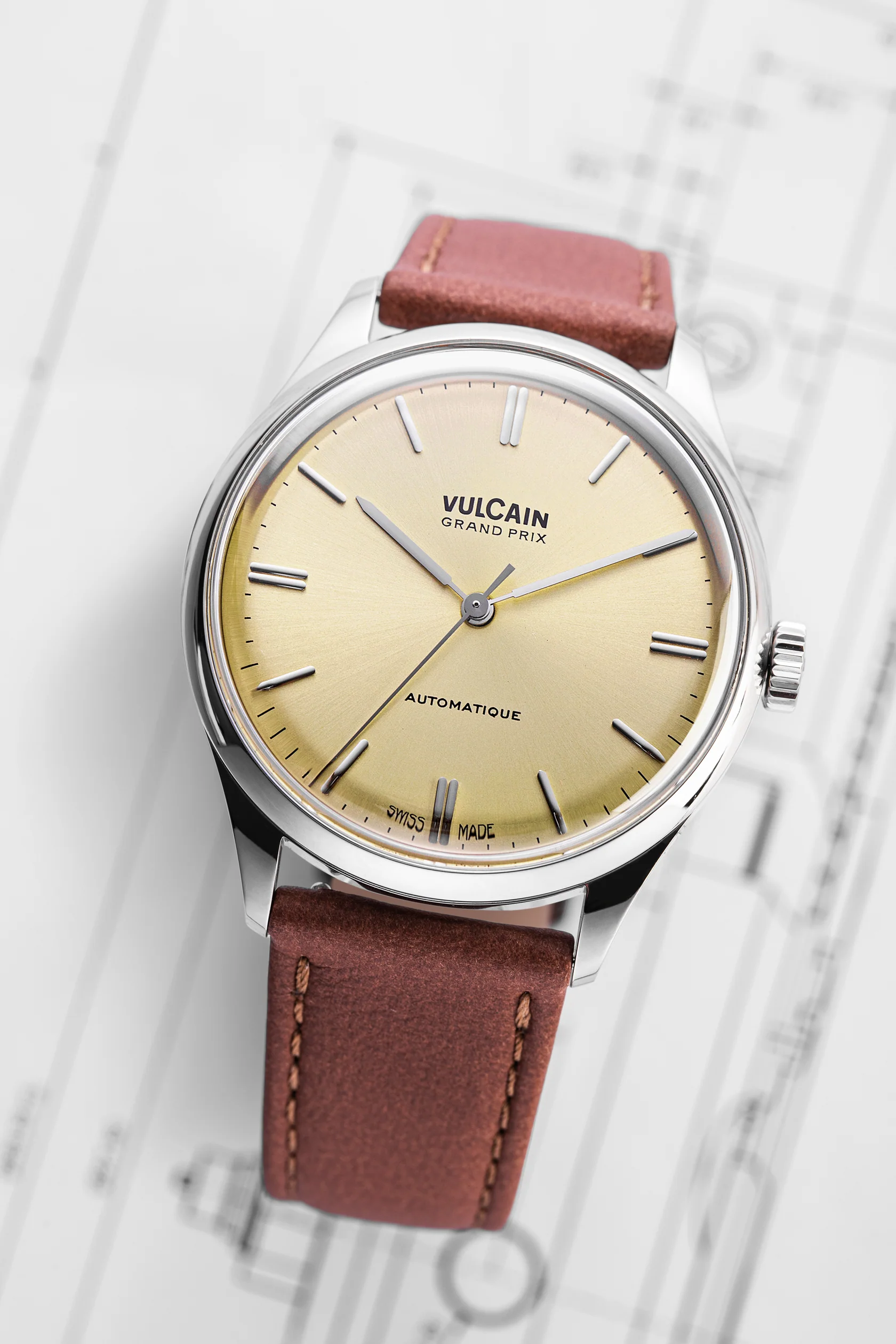 Vulcain Grand Prix Champagne Automatic Dress Watch 39 mm – Ref. 670171A70.BAC207 - Image 2